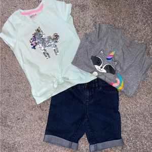 Cat & Jack Sequin Unicorn and Raccoon Tee Set